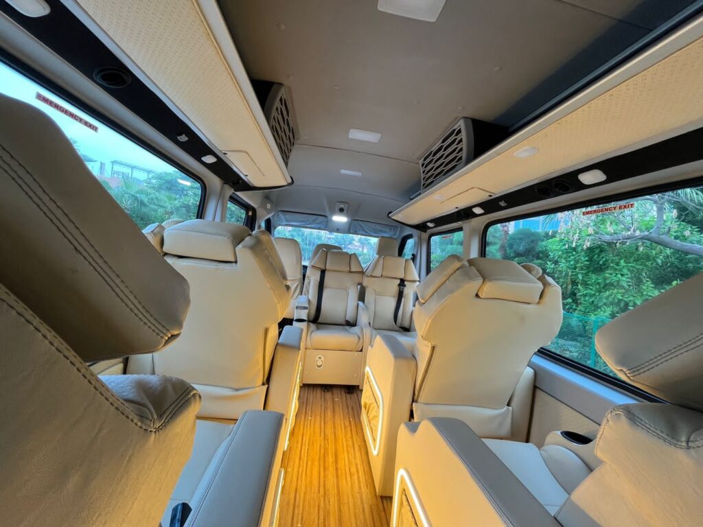 Luxury Urbania van showcasing spacious seating, premium comfort, and modern amenities
