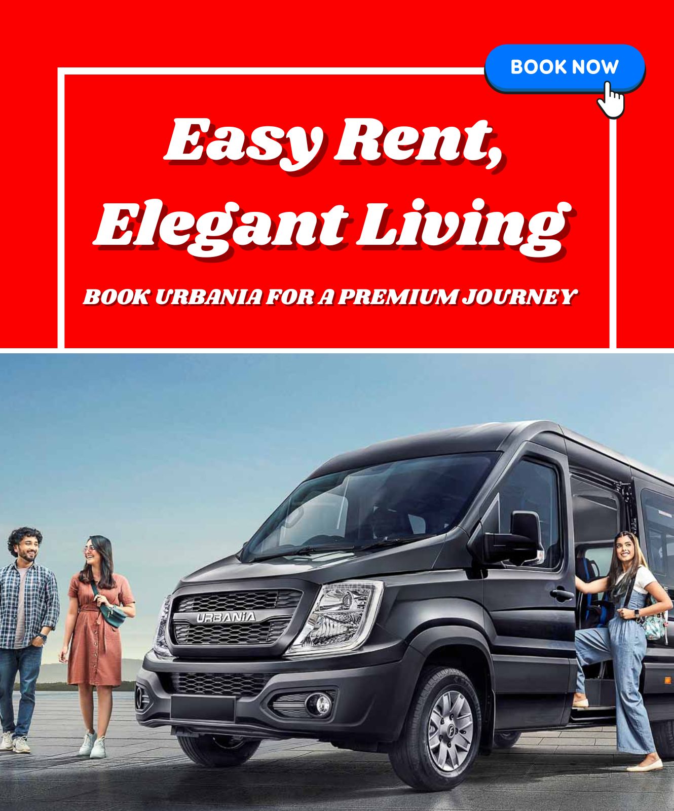 Large Urbania vans 16 and 17 seater for weddings, functions, and event travel services in Delhi